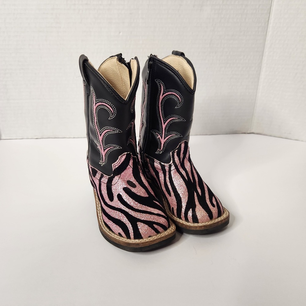 Old West Toddler Cowboy Boots VB1029 Pink Glitter Size 4